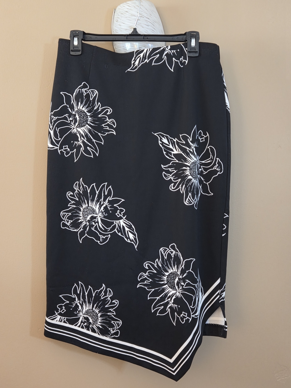 Alfani Black Skirt with White Floral Trim